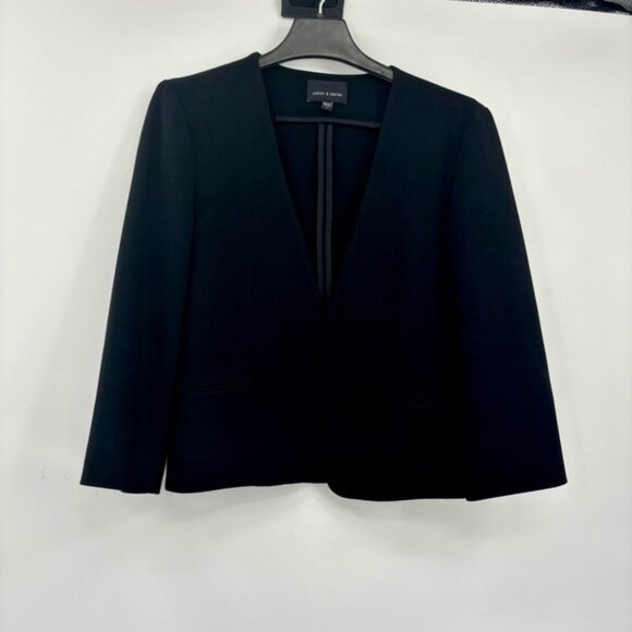 Judith  Charles Clea OpenFront Black Cropped Blazer Jacket Size 6 - Picture 6 of 9